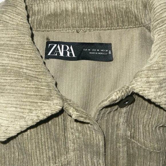 Zara Olive Green Corduroy Button Down Shirt - Picture 5 of 7
